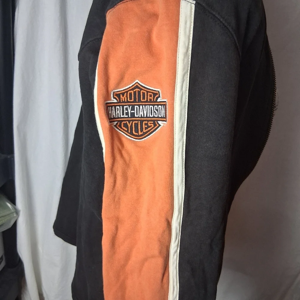 Harley Davidson Black and Orange Zip-Up Jacket XL - Picture 10 of 10